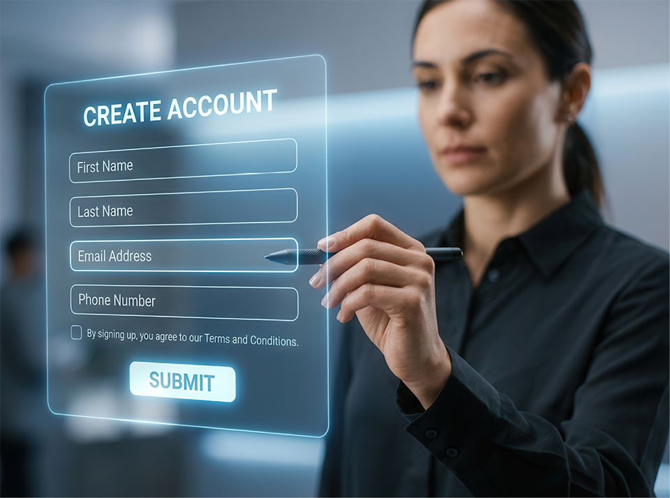 Account registration supported by syndication technology